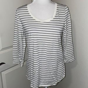 New Love by design striped open back T-shirt black and white size med